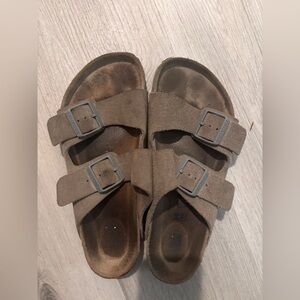 Brown Suede Double Strap Sandals